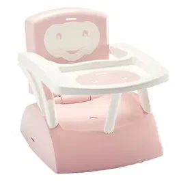 THERMOBABY Rehausseur de chaise évolutif pour bébé - Rose poudré et blanc cassé, certifié NF EN 16120, de 6 mois à 3 ans (15 kg max)