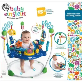 Baby Einstein - Neptune Ocean Discovery - Aire d'éveil bébé avec sauteur, 13 activités multilingues, jouet pivotant 360°, cadeau