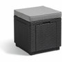 ALLIBERT by KETER Table-pouf de jardin Cube avec coussin gris graphite 47,1 L