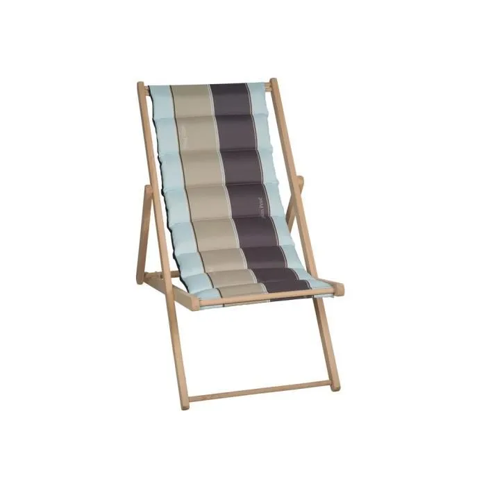 Jardin Privé J'adore Chilienne Matelassée Réversible avec Structure en Hêtre, Assise Inclinable, Polycoton Rayé Gris-Bleu/Ardoise Jardin Privé J'adore Chilienne Matelassée Réversible avec Structure en Hêtre, Assise Inclinable, Polycoton Rayé Gris-Bleu/Ardoise