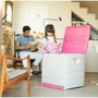Plastiken Coffre de rangement Space Saver 190 L avec roulettes, beige et fuchsia