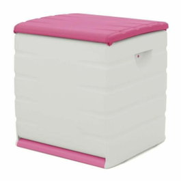 Plastiken Coffre de rangement Space Saver 190 L avec roulettes, beige et fuchsia