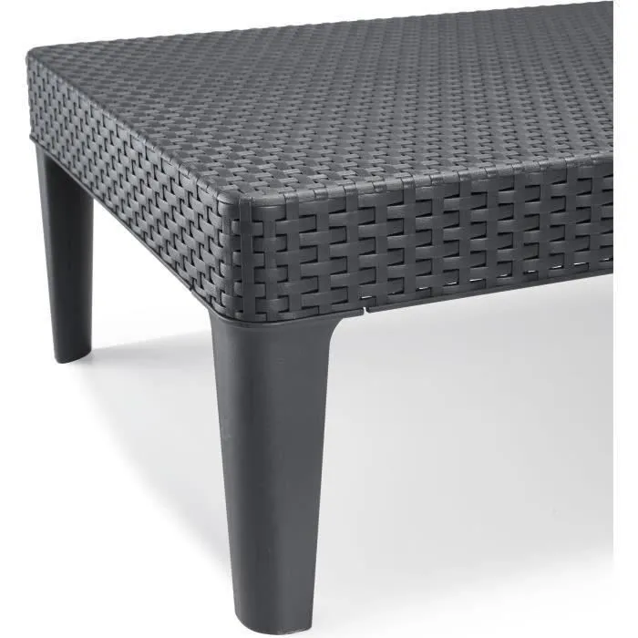 ALLIBERT by KETER Jaipur - Bain de soleil en résine imitation rotin tressé - Dossier réglable 4 positions - Couleur gris graphite - Transat de jardin