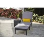 KETER Allibert Chaise Longue Bain de Soleil Jaipur en Résine Imitation Rotin Tressé Gris Graphite, Dossier Réglable 4 Positions avec Coussin (187 x 58 cm)