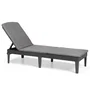 KETER Allibert Chaise Longue Bain de Soleil Jaipur en Résine Imitation Rotin Tressé Gris Graphite, Dossier Réglable 4 Positions avec Coussin (187 x 58 cm)