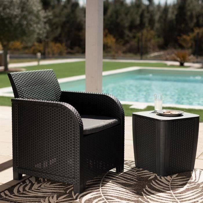 ALLIBERT by KETER Fauteuil de jardin SanRemo avec coussin - Gris graphite