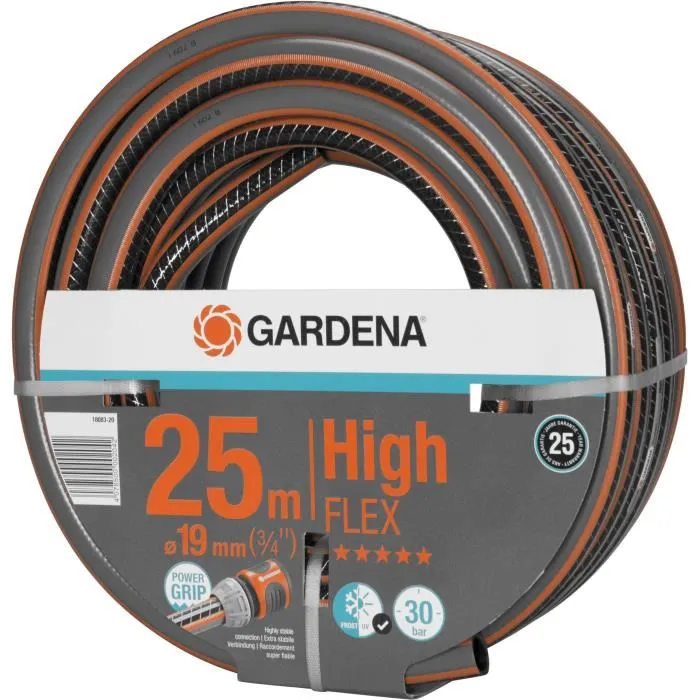 Gardena Tuyau d'arrosage Comfort HighFLEX, Ø19mm, 25m, Anti-nœud Indéformable, Garantie 25 ans, Technologie Power Grip Gardena Tuyau d'arrosage Comfort HighFLEX, Ø19mm, 25m, Anti-nœud Indéformable, Garantie 25 ans, Technologie Power Grip