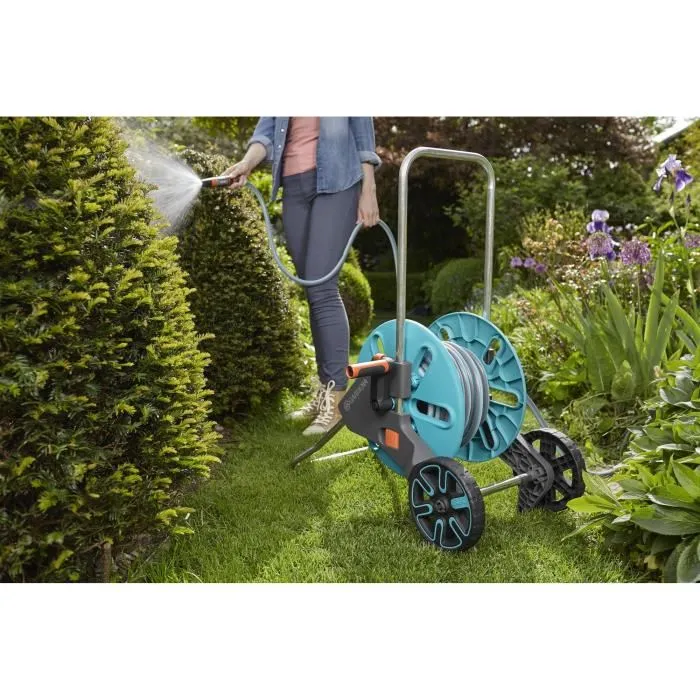 Gardena CleverRoll Dévidoir Taille M avec Kit Tuyau 25 mm et Lance - Fonction Kick&Stand - Garantie 5 Ans