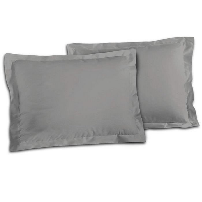 Lovely Home Lot de 2 Taies d'Oreillers 50x70 cm Gris clair, 100% coton Lovely Home Lot de 2 Taies d'Oreillers 50x70 cm Gris clair, 100% coton