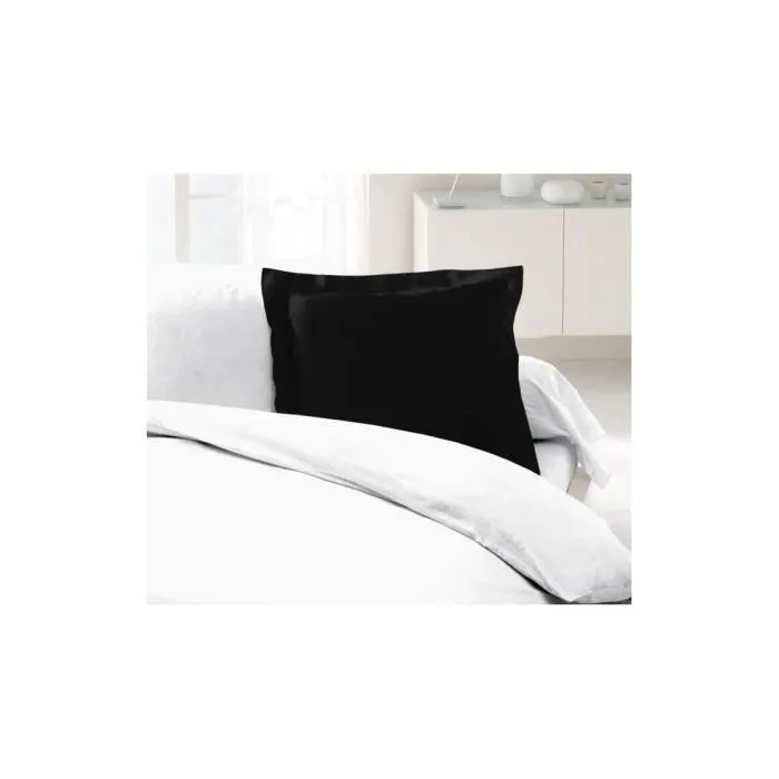 Lovely Home Lot de 2 Taies d'oreiller 100% coton 63 x 63 cm Noir - OEKO-TEX