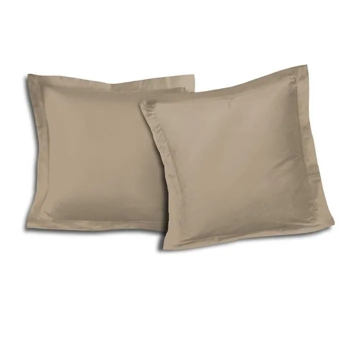 Lovely Home Lot de 2 Taies d'Oreillers 100% Coton 63x63 cm - Beige