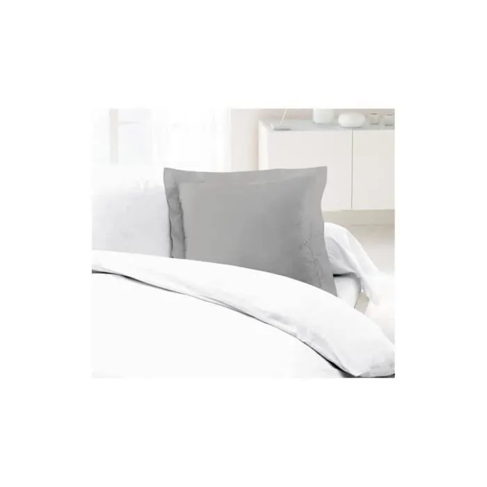 LOVELY HOME Taies d'oreiller - Lot de 2 - 100% coton - 63x63 cm - Gris clair - Lavable machine - Certifié oeKO-TEX