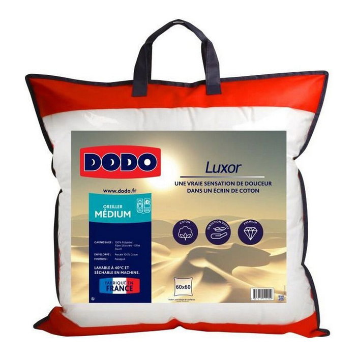 DODO Oreiller LUXOR 60x60 cm - 100% Coton - Effet Duvet