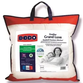 Dodo Oreiller Grand Luxe Quallofil Allerban, Blanc, 60 x 60 cm, Fabrication Française