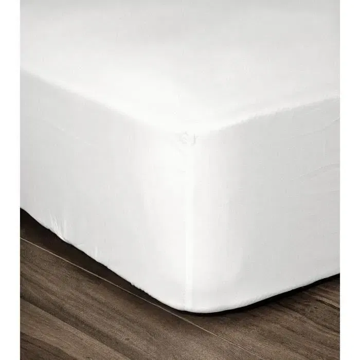 Lovely Home - Drap Housse 100% Coton 54 Fils - 140 x 190 cm avec bonnet 35 cm - Blanc - Pour matelas épais - Lit 2 personnes