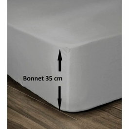 Lovely Home Drap Housse 100% Coton 160x200cm - Bonnet 35cm - Gris clair