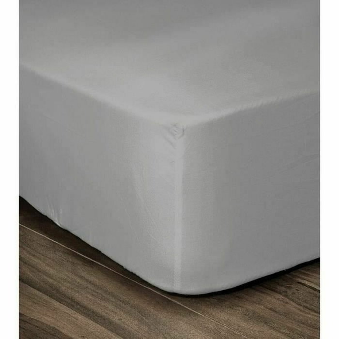 Lovely Home Drap Housse 180x200cm Gris Clair avec Bonnet de 35cm