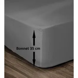 Lovely Home Drap Housse 100% Coton 180 x 200 cm, Bonnet 35 cm pour Matelas Épais, Gris Foncé