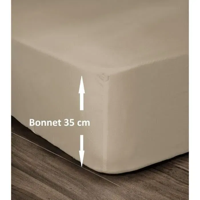 Lovely Home Drap Housse 100% Coton 180x200 cm, Bonnet 35 cm, Pour Matelas Épais - Beige Lovely Home Drap Housse 100% Coton 180x200 cm, Bonnet 35 cm, Pour Matelas Épais - Beige