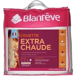 Blanreve Couette extra chaude en microfibre - 200 x 200 cm, Blanc - Garnissage polyester siliconé 500g/m² - Pour nuits froides