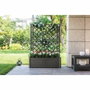 Stefanplast Jardinière Italia Flower Box avec treillis, effet bois, Moka, 80 L, 100x43xH142 cm