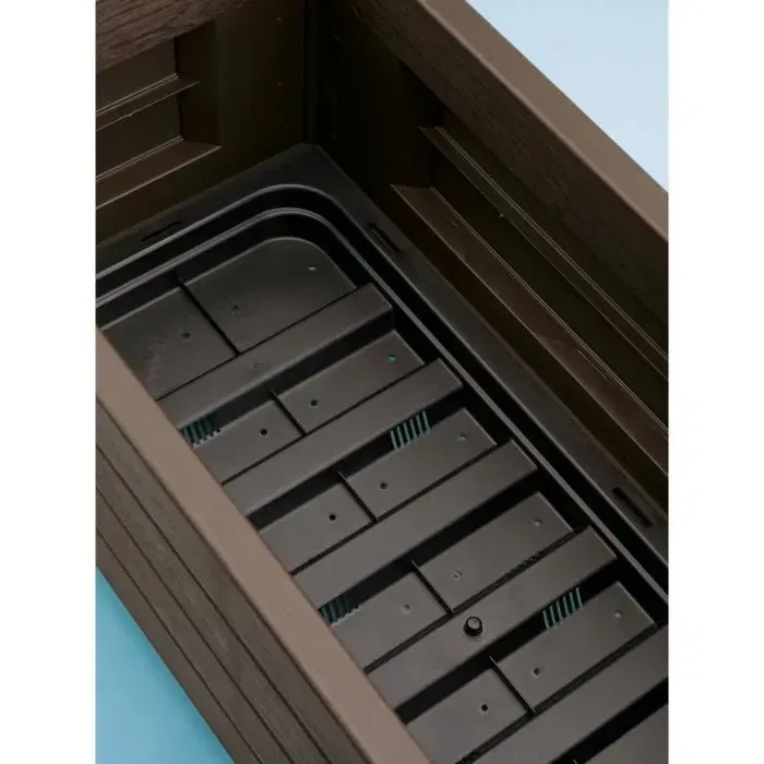 Stefanplast Jardinière rectangulaire avec treillis Italia Flower Box, effet bois moka 100x43x142 cm, 80 litres