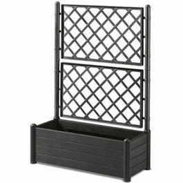 Stefanplast Jardinière Italia Flower Box avec treillis, effet bois, 80 L, Anthracite