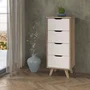 VANKKA Chiffonnier 4 tiroirs VANKKA - Décor chêne et blanc - Style scandinave - L 45 x P 42 x H 108 cm