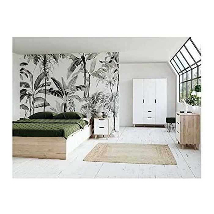 Commode VANKKA 3 Tiroirs - Chêne et Blanc Commode VANKKA 3 Tiroirs - Chêne et Blanc
