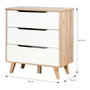 Commode VANKKA 3 Tiroirs - Chêne et Blanc