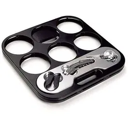 Vivoo Porte-Bouteilles Pliable Acier Inoxydable - 6 Bouteilles avec Tire-Bouchon, Décapsuleur, Bouchon - Accessoires Inclus