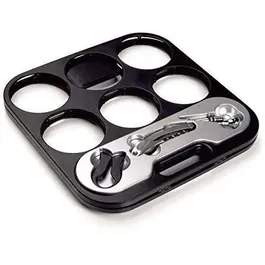 Vivoo Porte-Bouteilles Pliable Acier Inoxydable - 6 Bouteilles avec Tire-Bouchon, Décapsuleur, Bouchon - Accessoires Inclus