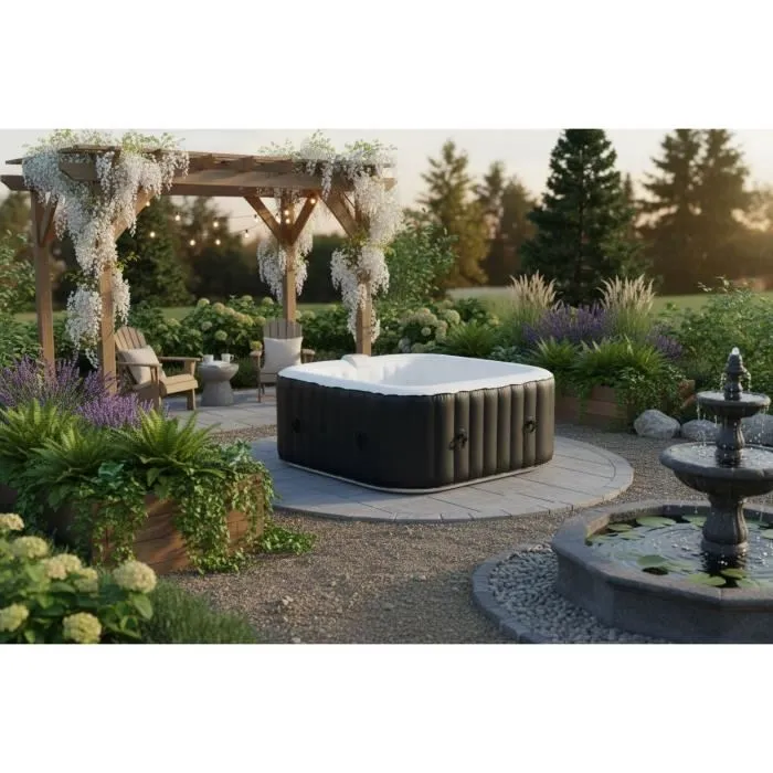 Spa gonflable Sunspa Carré Noir 4 personnes (155 x 155 x 65 cm)