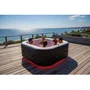 SunSpa AC02-LED - Spa gonflable carré 6 places avec bandeau LED, 130 micro-jets, température jusqu'à 40°C, 185 x 65 cm - Inclus filtre et accessoires
