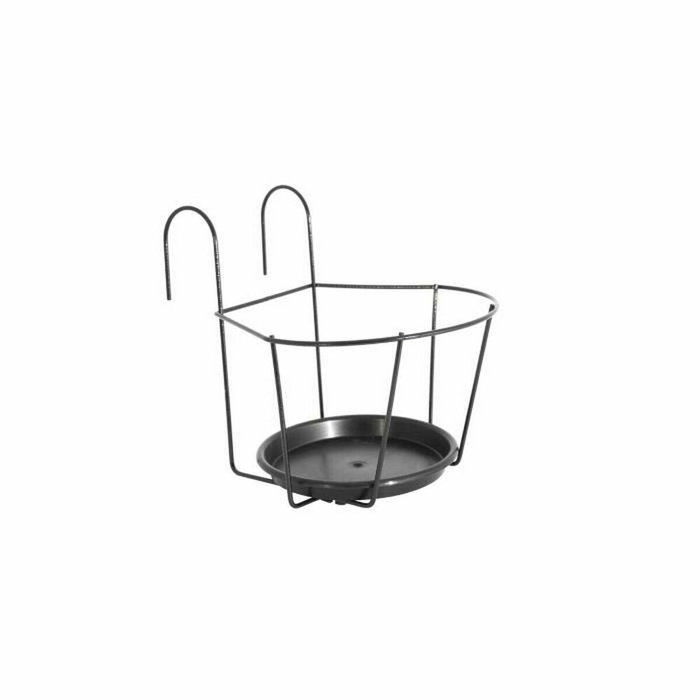 Artevasi Porte pot pour balcon rond avec soucoupe, Gris anthracite, 25 x 25 cm Artevasi Porte pot pour balcon rond avec soucoupe, Gris anthracite, 25 x 25 cm