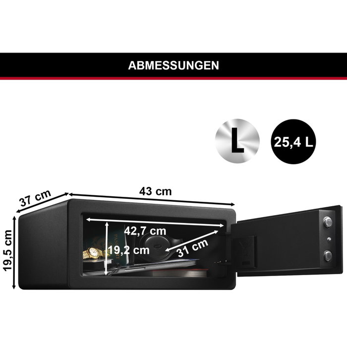 Master Lock LX110BEURHRO Coffre-fort biométrique Noir