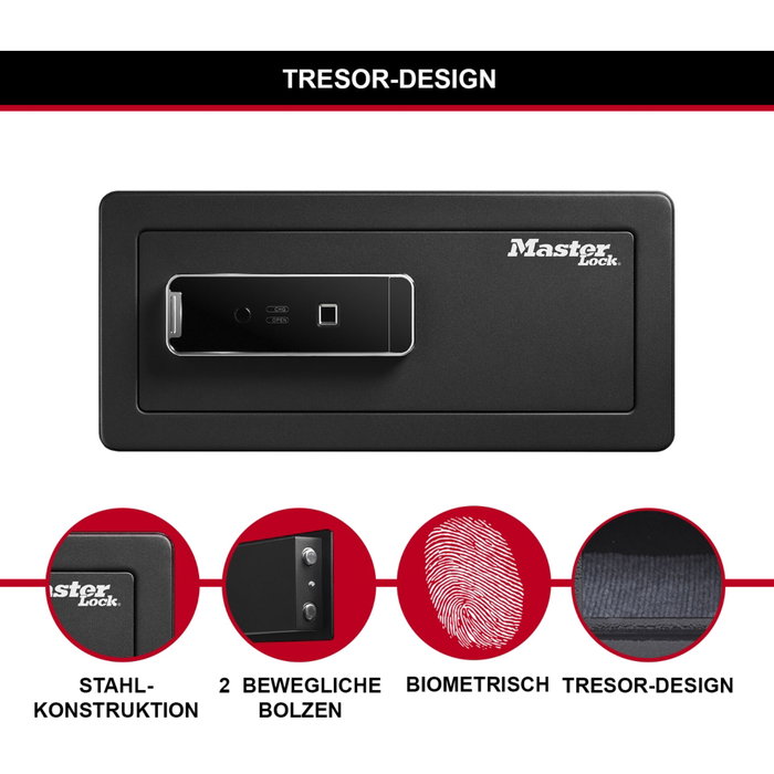 Master Lock LX110BEURHRO Coffre-fort biométrique Noir