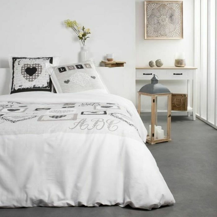 Today Parure de lit Coton Blanc Eden avec motif Cœur, 240x260 cm