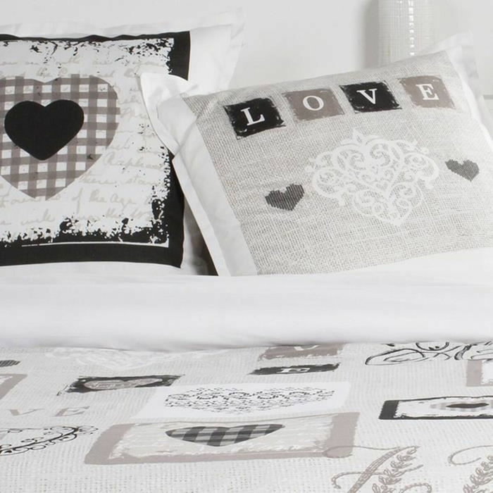 Today Parure de lit Coton Blanc Eden avec motif Cœur, 240x260 cm