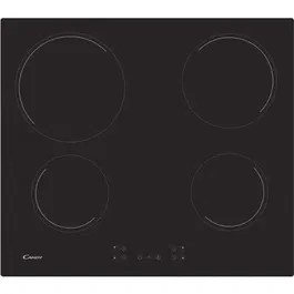 Candy Plaque de cuisson vitrocéramique CH64CCB - 4 foyers (6500W) - 56 x 49 cm - Sécurité enfants et anti-débordement