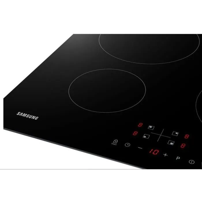Samsung Table de cuisson induction 4 zones NZ64M3NM1BB/UR Noir, 7200 W, 59 x 57 cm, commandes sensitives, anti-débordement