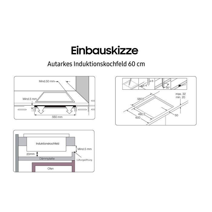 Samsung NZ64M3NM1BB Table de cuisson induction 4 zones 7200 W Noir