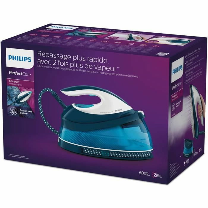 Philips Centrale Vapeur PerfectCare Compact GC7840/20 Bleu/Blanc Philips Centrale Vapeur PerfectCare Compact GC7840/20 Bleu/Blanc