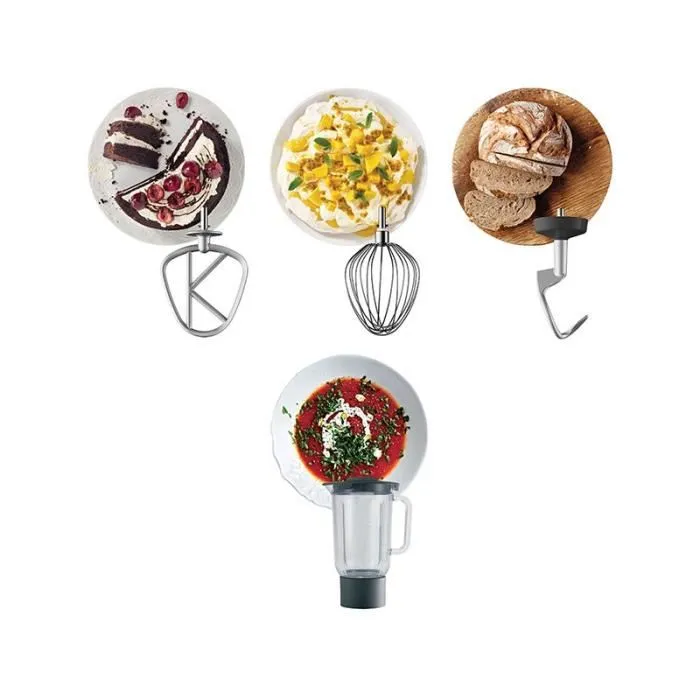 Kenwood Chef XL Robot Pâtissier KVL4110S - Mouvement Planétaire, Bol Inox 6,7 L, 1200W, Blender Inclus, Silver