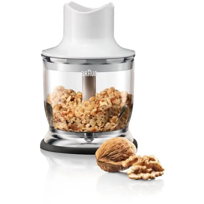 Braun MQ3025WH MultiQuick 3 Mixeur plongeant 700 W avec fouet, mini-hachoir et verre doseur - Technologie PowerBell Plus et Splash Control