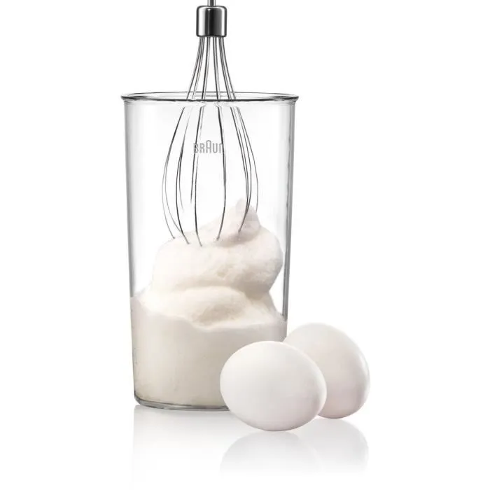 Braun MQ3025WH MultiQuick 3 Mixeur plongeant 700 W avec fouet, mini-hachoir et verre doseur - Technologie PowerBell Plus et Splash Control