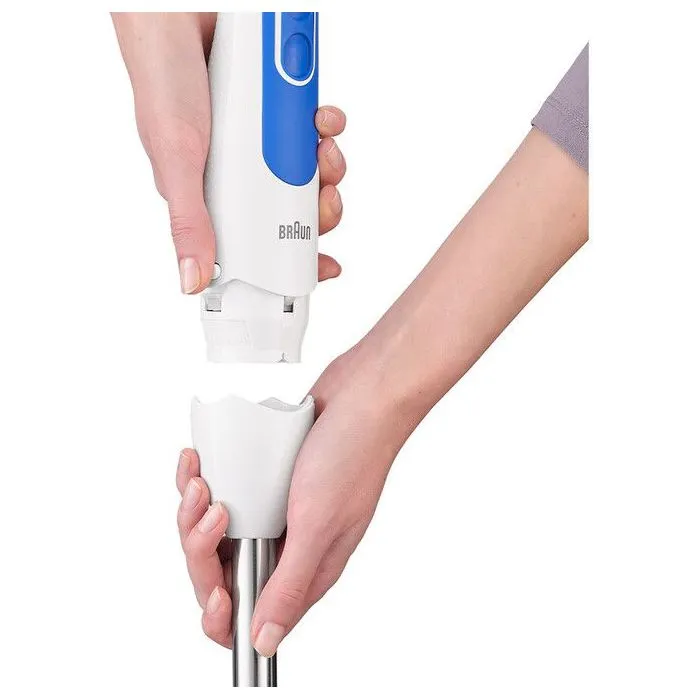 Braun Mixeur Plongeant MQ3045WH avec 2 Hachoirs - Blanc et Bleu