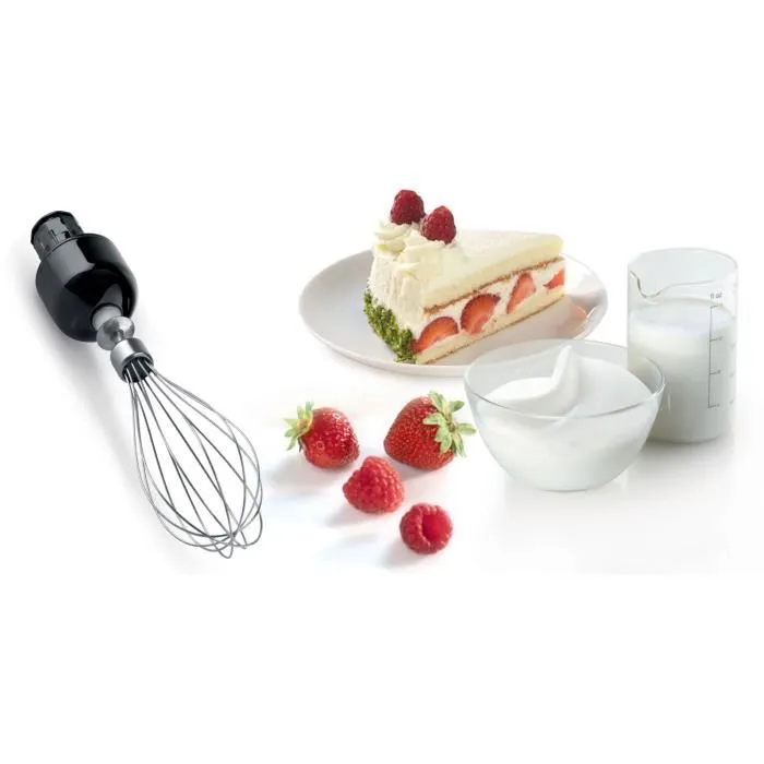 Bosch MSM67160 ErgoMixx - Mixeur plongeant 750 W avec mini-hachoir, fouet inox, variateur 12 vitesses et bol mixeur - Noir