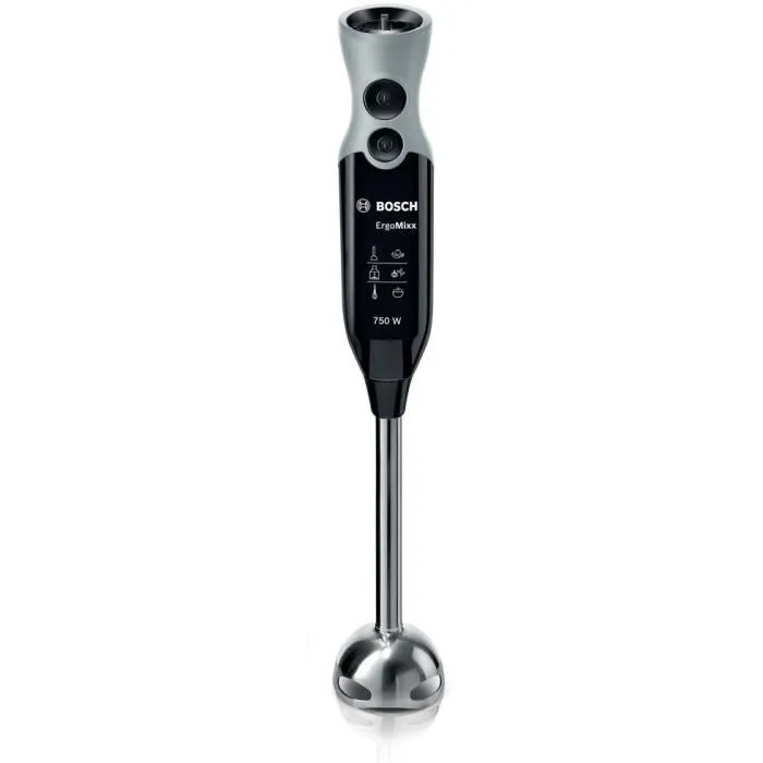 Bosch MSM67160 ErgoMixx - Mixeur plongeant 750 W avec mini-hachoir, fouet inox, variateur 12 vitesses et bol mixeur - Noir