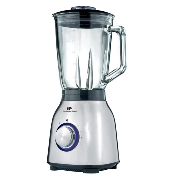 Continental Edison CEBL1000IN Blender mixeur 1000W - Bol en verre gradué 1.5L, 4 lames inox, variateur de vitesse, fonction pulse